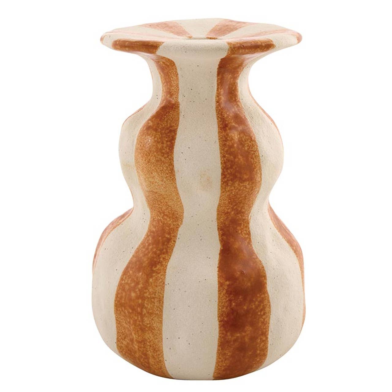 Orange Striped Ceramic Candle Holder - Large
