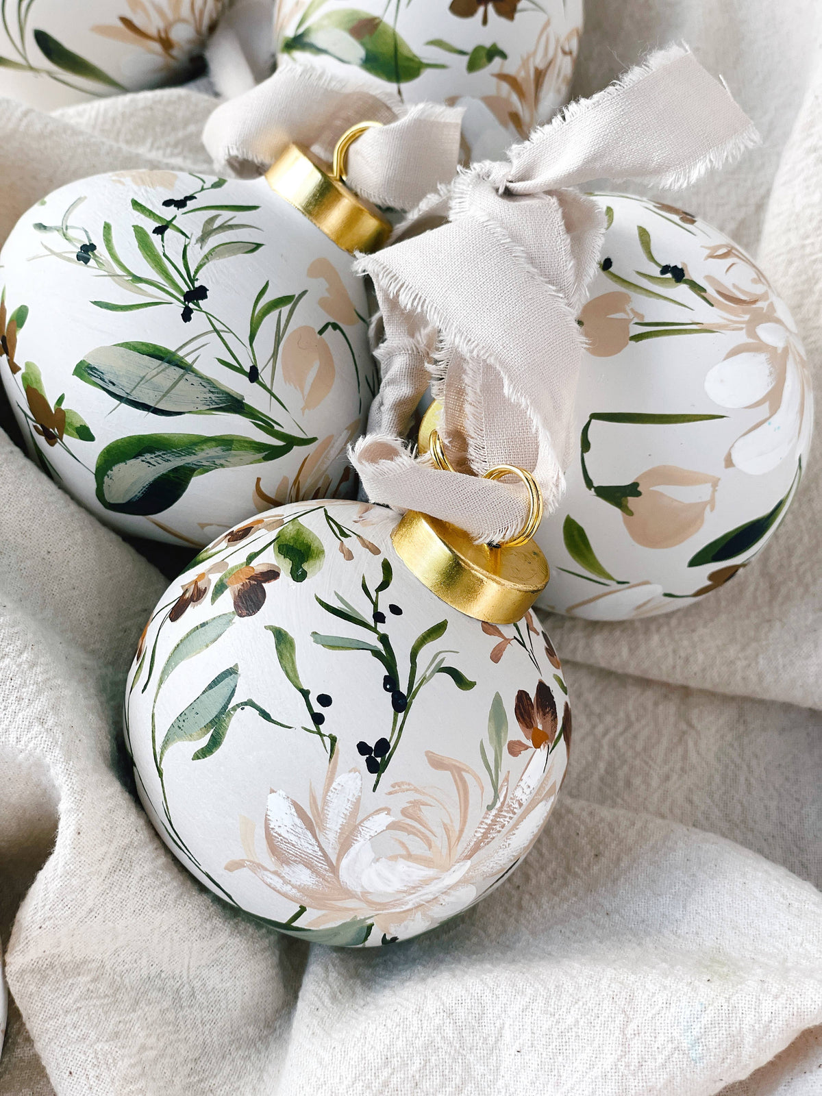 Hand-Painted Christmas Ornament | Peony