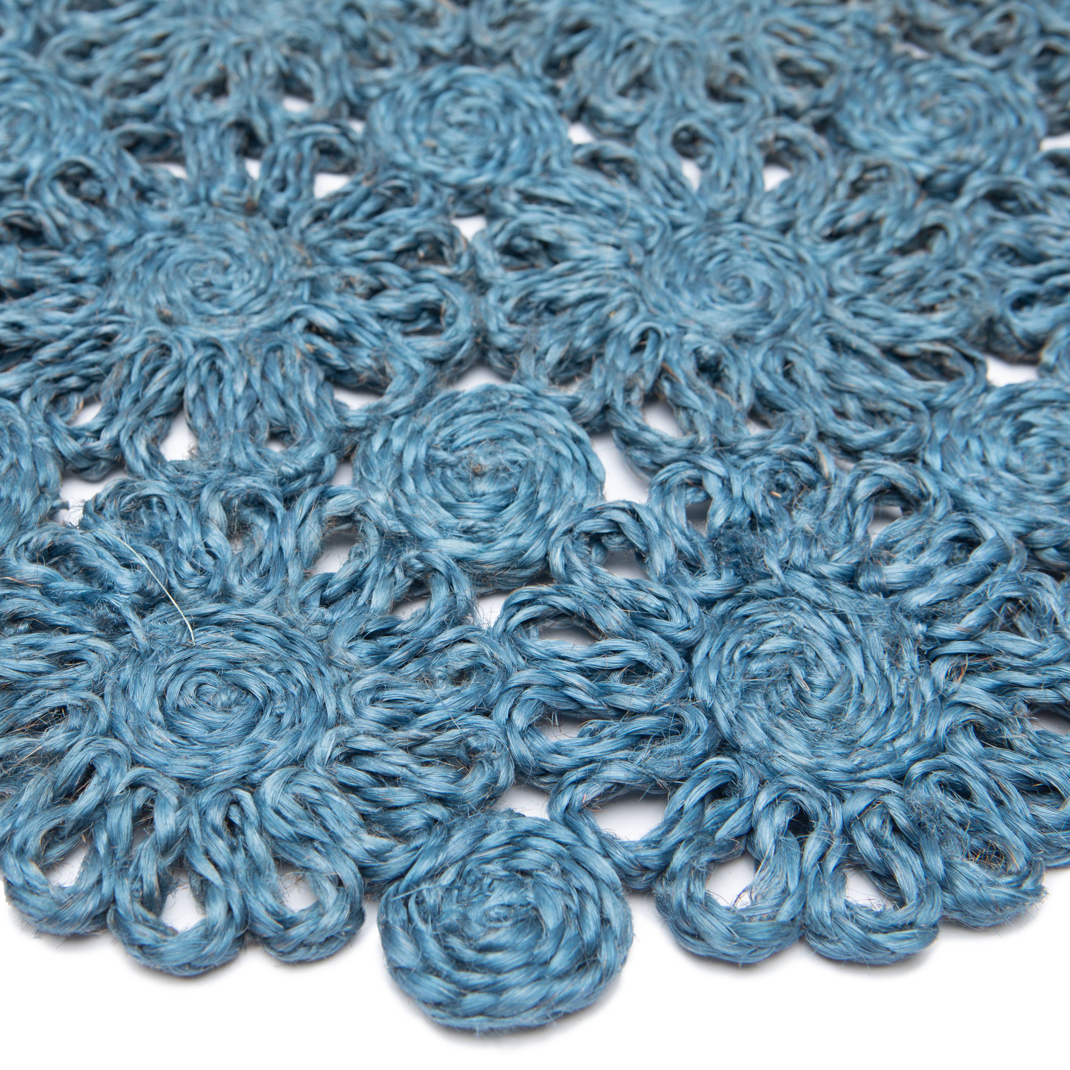 Daisy Jute Placemat | Blue Jean | 15" Round | Set of 4