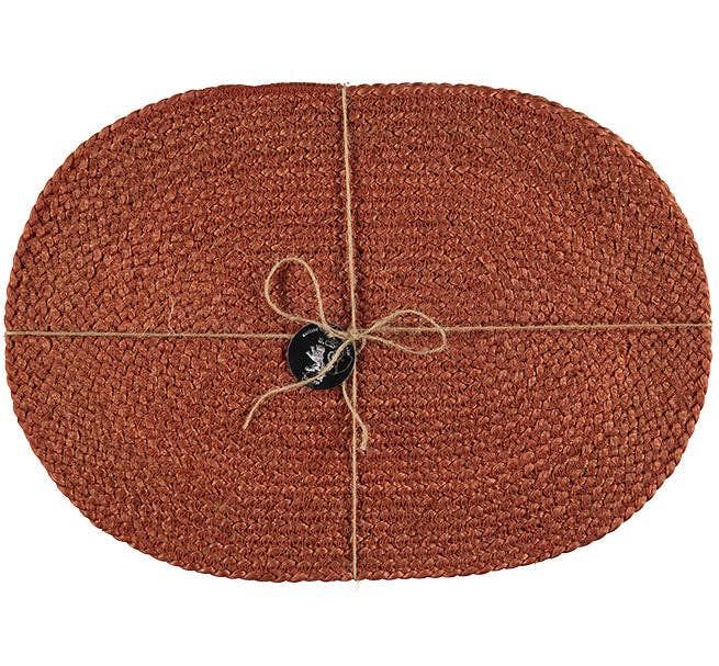 Silky Jute Oval Placemats in Terra Cotta, Set of 2