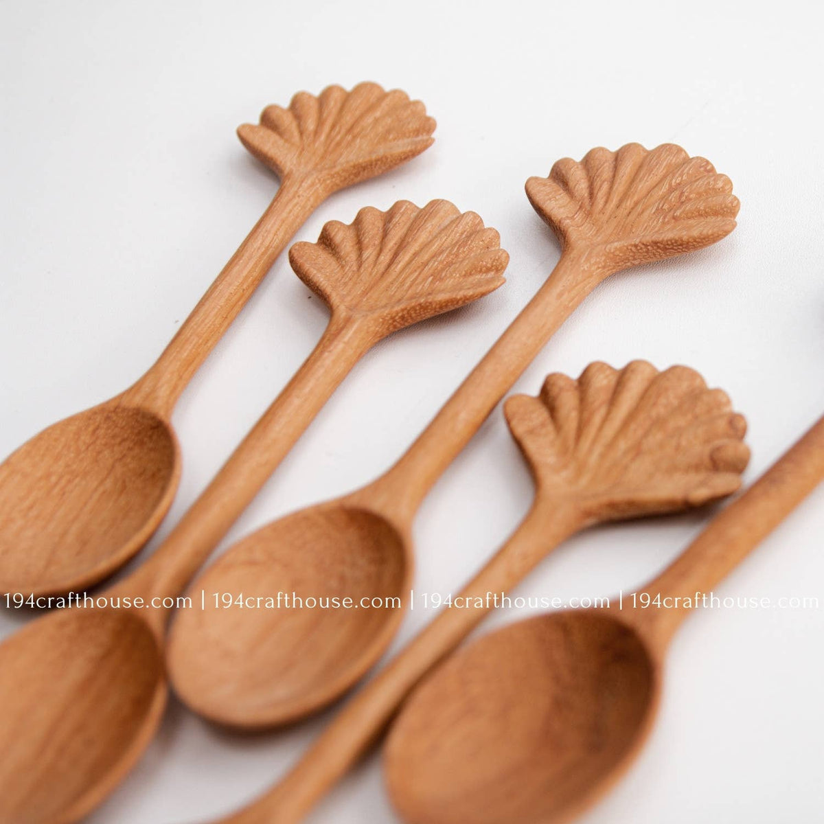 Hand Carved Seashell Shaped Wood Spoon - Home Decor & Gifts