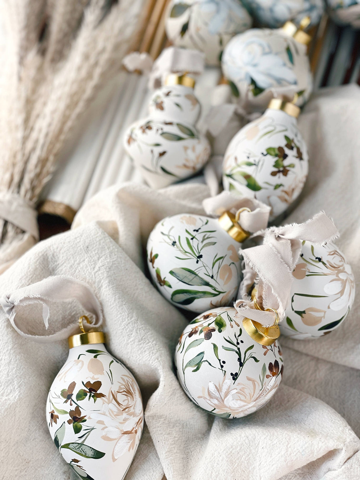 Hand-Painted Christmas Ornament | Peony