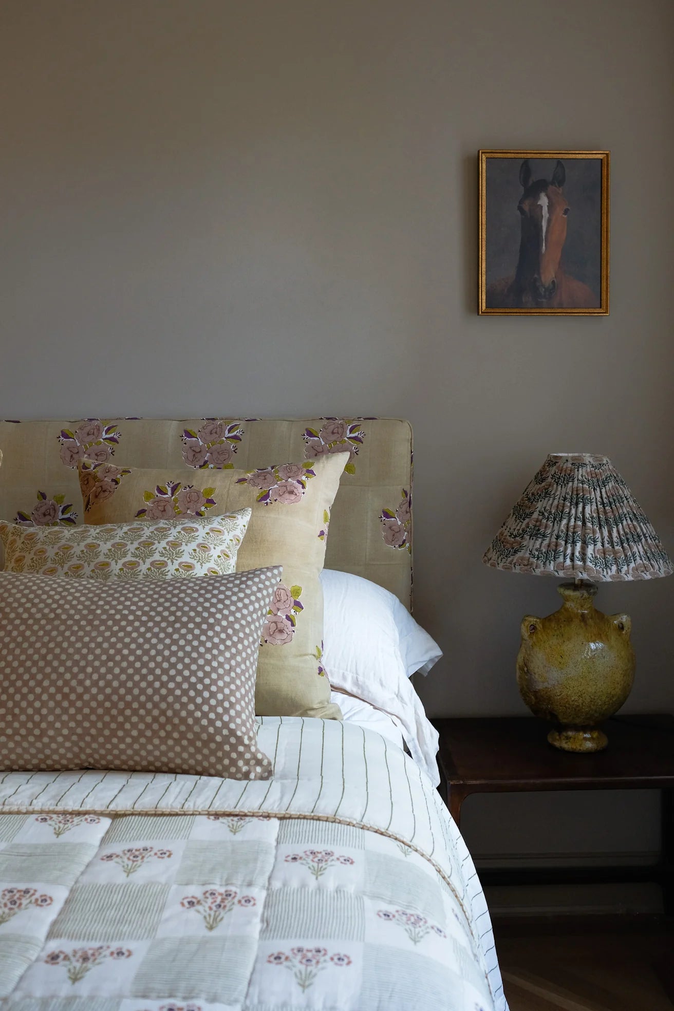 RUMI - HAND BLOCK-PRINTED LINEN PILLOW (ROSEWATER) 18x18"
