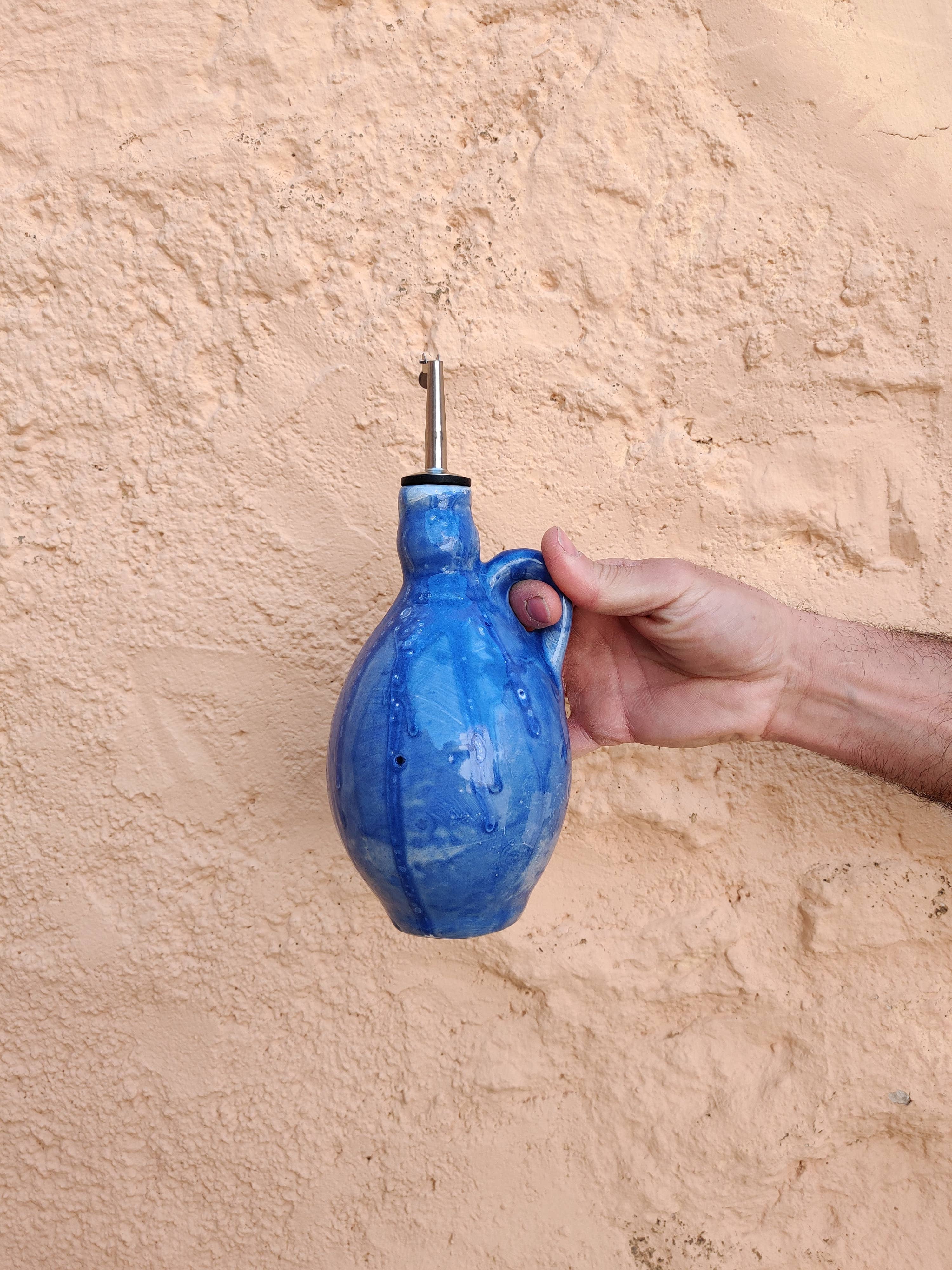 Ceramic olive or vinegar bottle handmade in Spain -