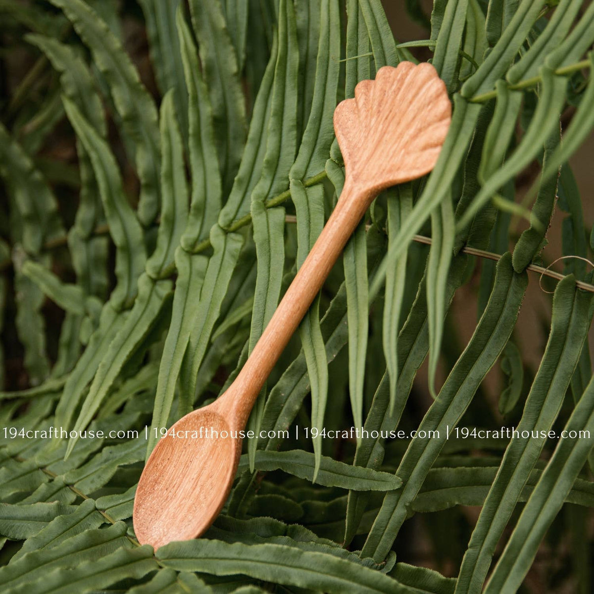 Hand Carved Seashell Shaped Wood Spoon - Home Decor & Gifts
