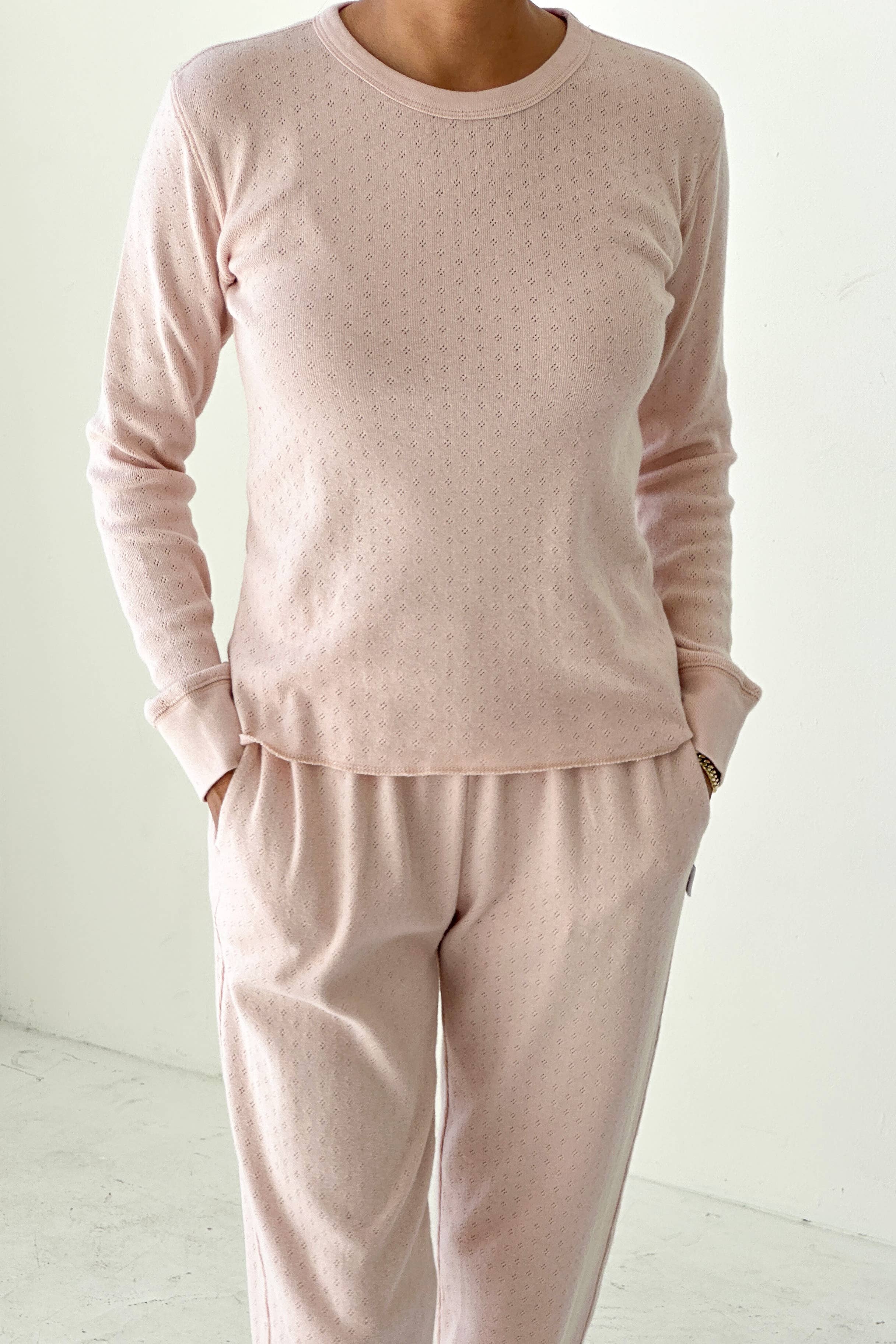 Pointelle Fundamental Tee (2S-2M-1L): Baby Pink