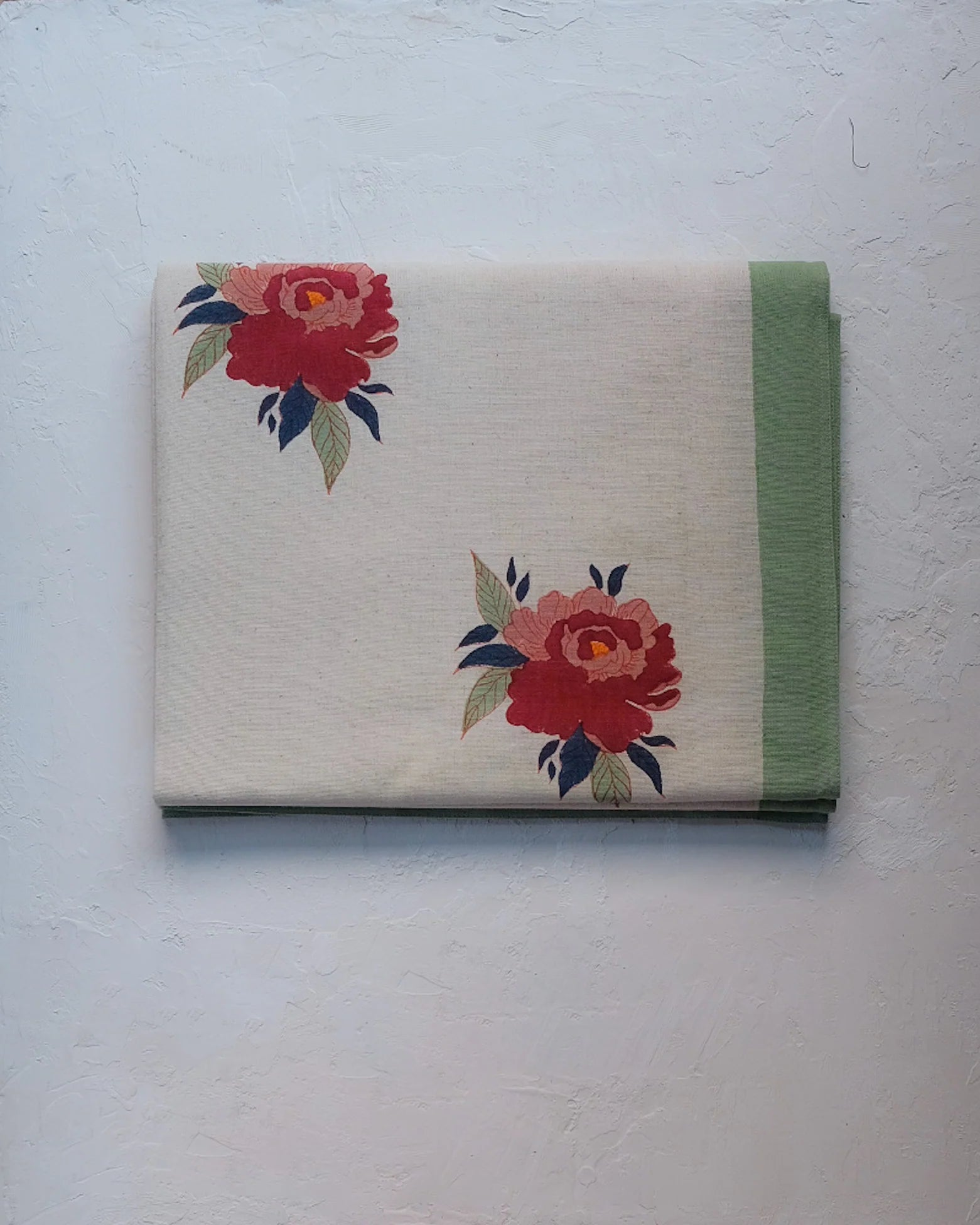 BABITA - HAND BLOCK-PRINTED COTTON TABLE CLOTH (RED), 60x110