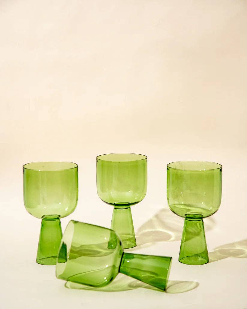 Aria Green Glass Dessert Bowls - 3 x 5.75 Inches, 9.45 oz
