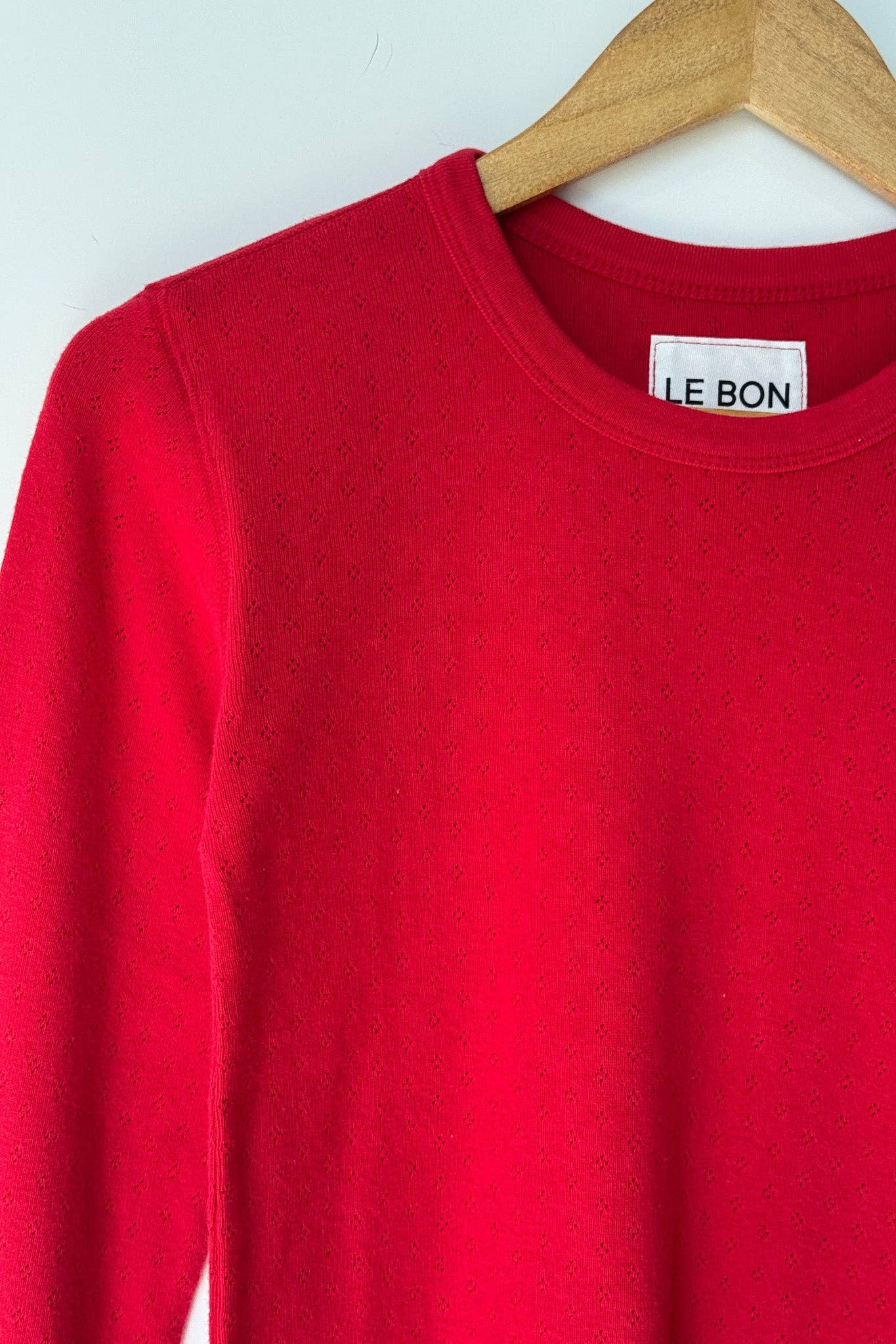 Pointelle Fundamental Tee (2S-2M-1L): RED APPLE