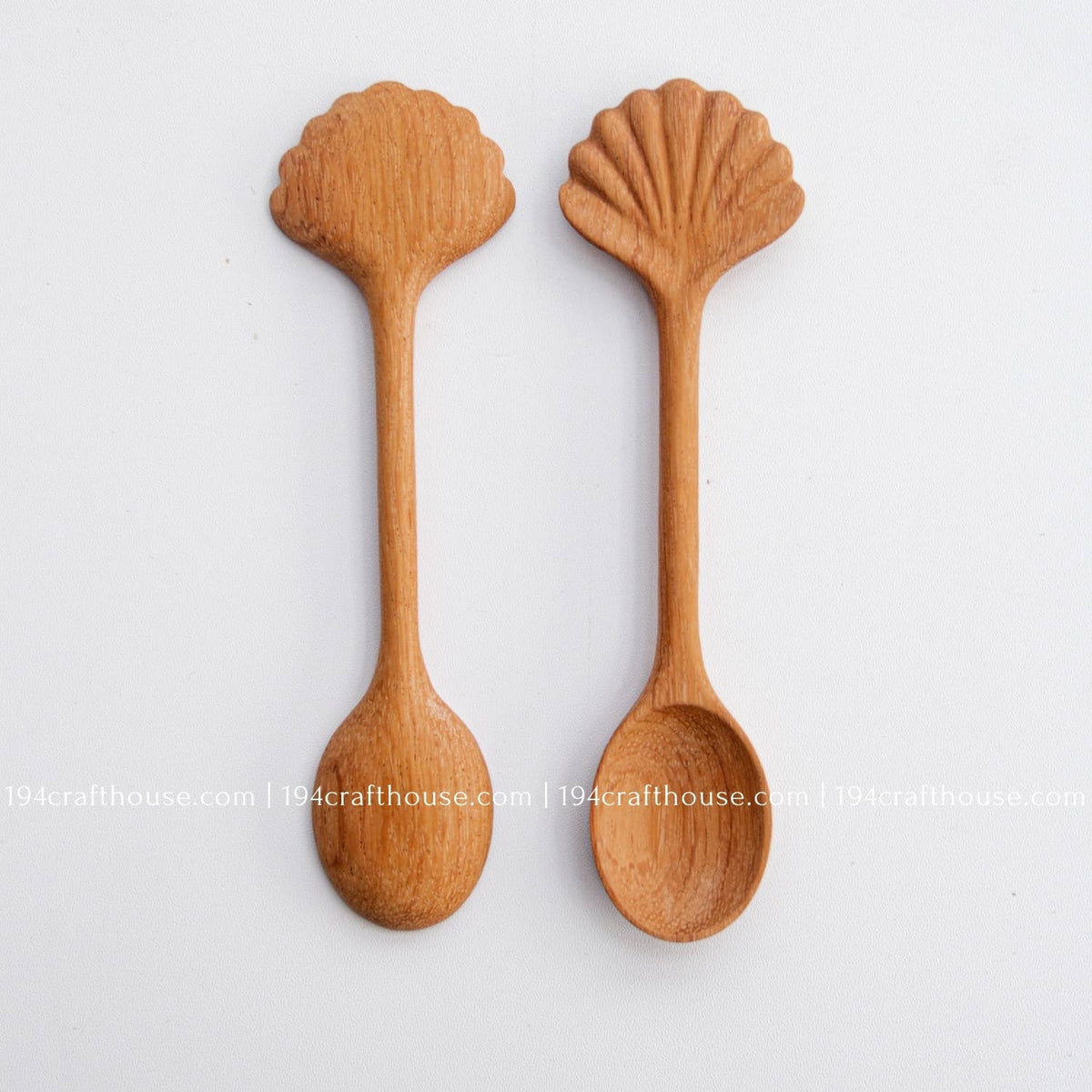 Hand Carved Seashell Shaped Wood Spoon - Home Decor & Gifts