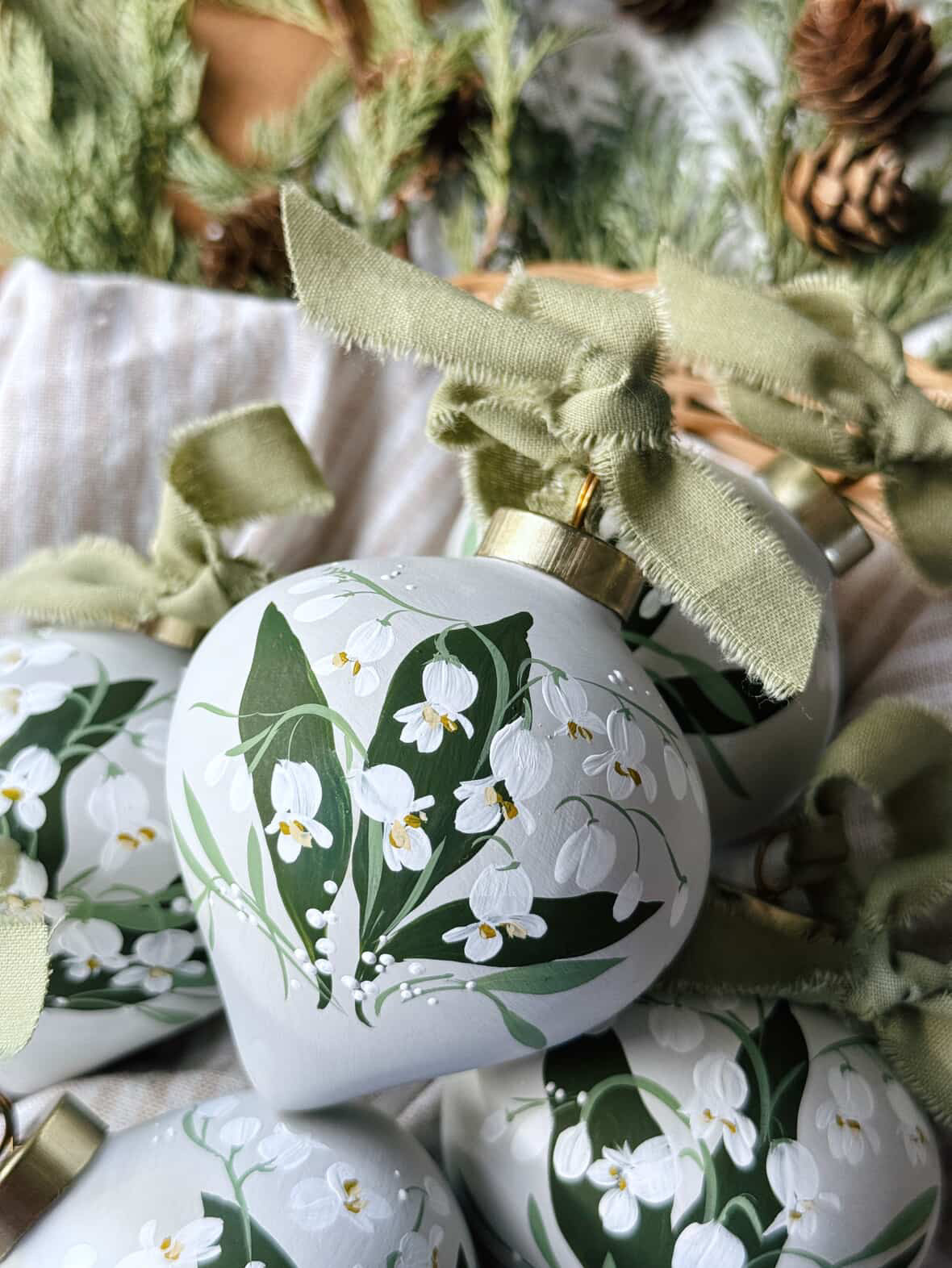 Hand-Painted Christmas Ornament | Lilly Of The Valley