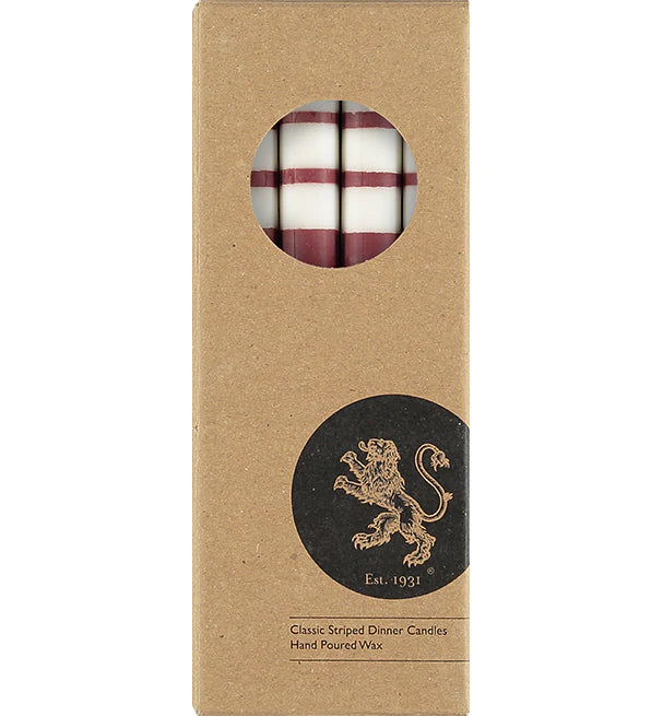 10'' H Striped, Eco Dinner Candles, Gift Box of 4