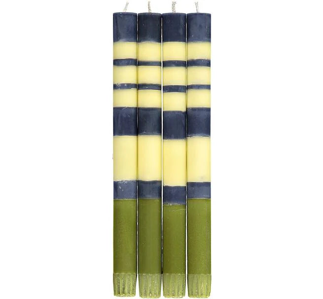 10'' H Striped, Eco Dinner Candles, Gift Box of 4