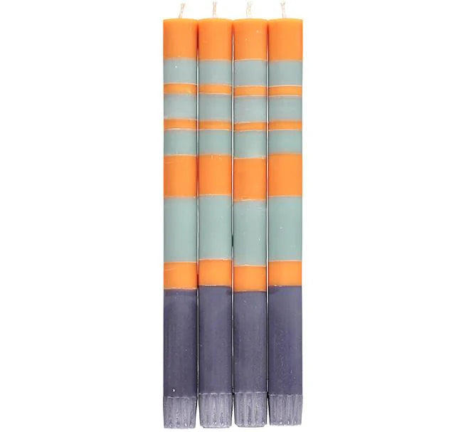 10'' H Striped, Eco Dinner Candles, Gift Box of 4