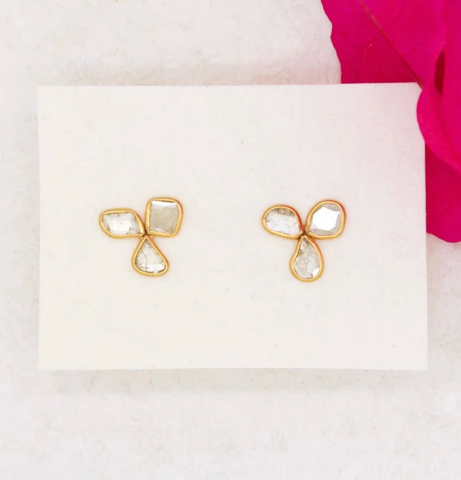 Diamond Slice Floret Post Earrings