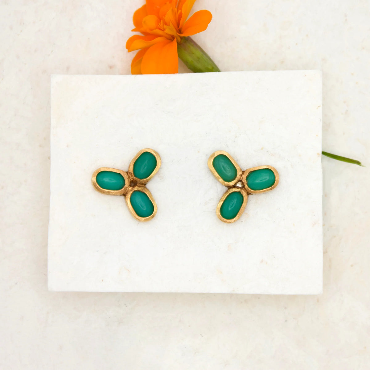 Chrysoprase Floret Post Earrings