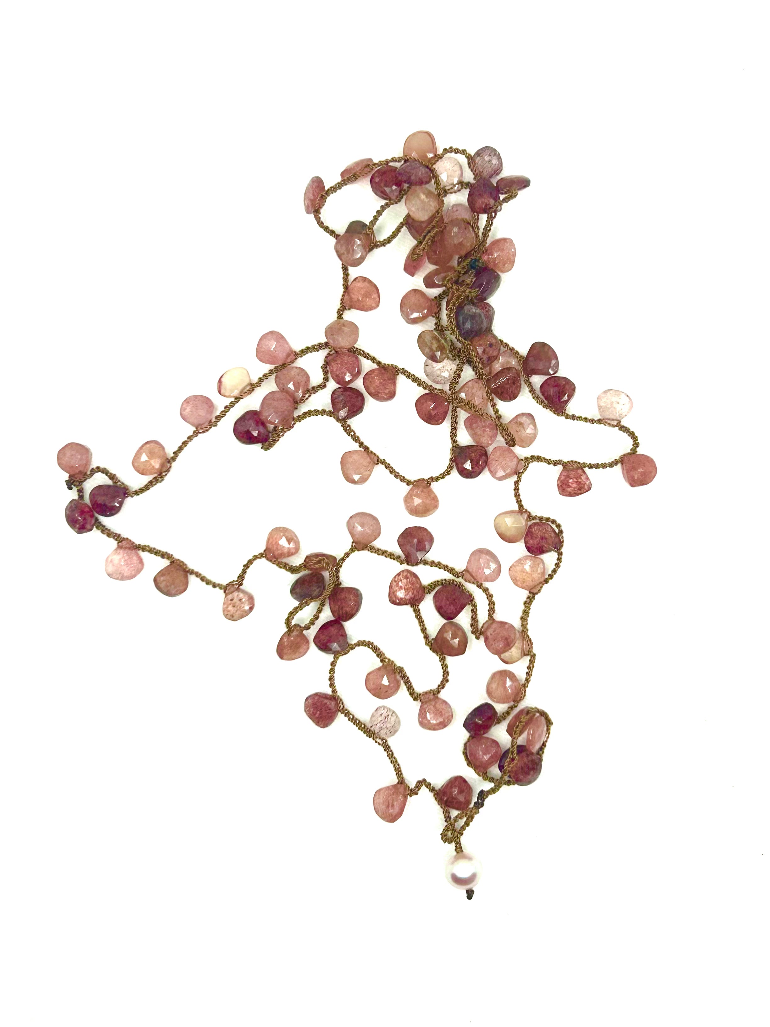 Hand Crochet Heart Shaped Strawberry Quartz