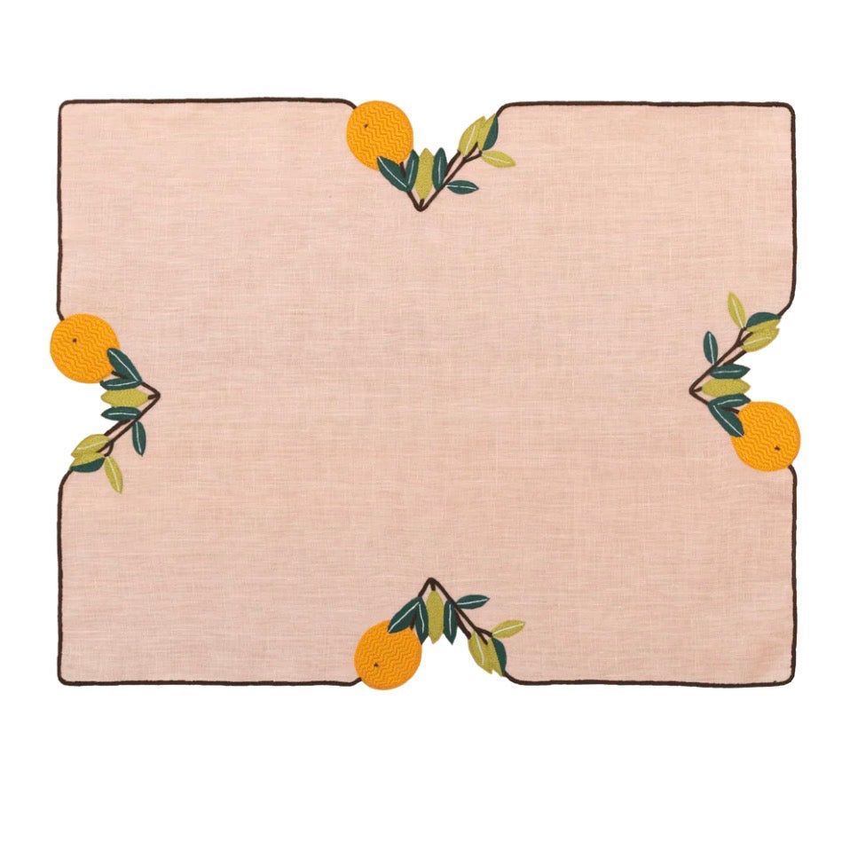 Hand Embroidered Farm To Table Placemats 14"x18" ( Set of 4)