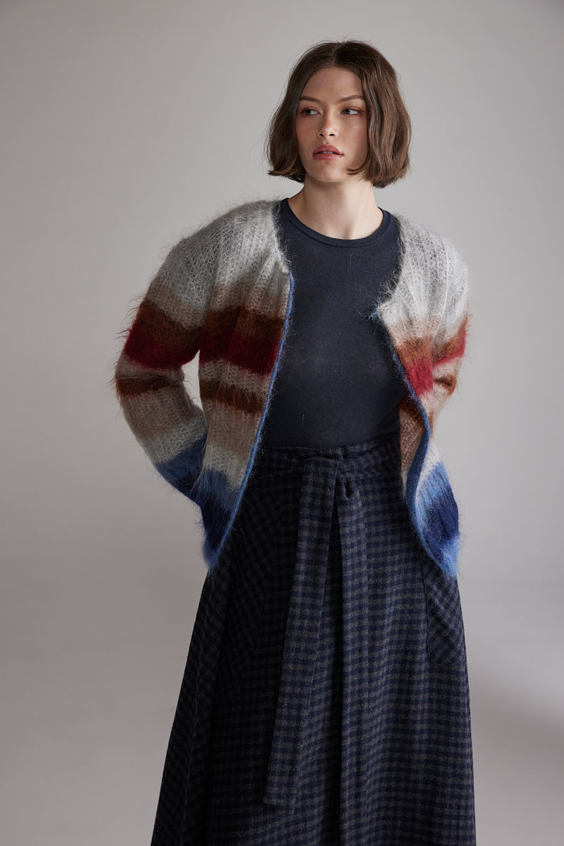 Mohair Multi Stripe Cardigan