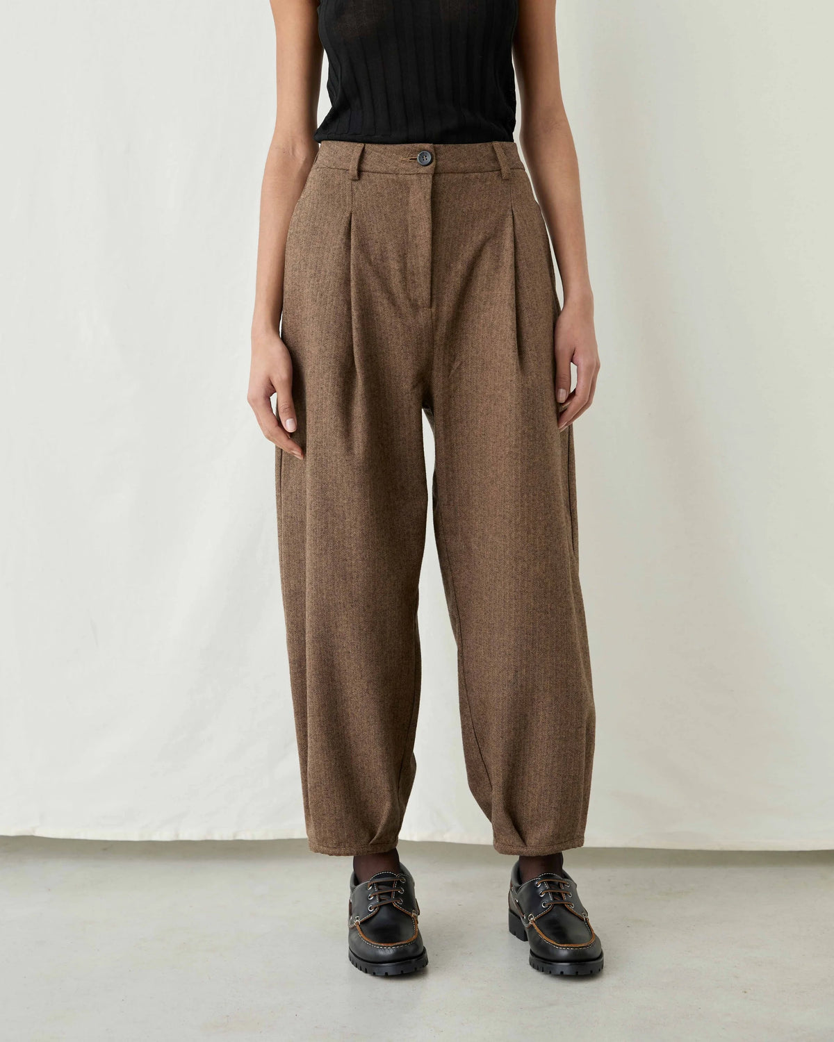 Tango Herringbone Brown Trousers