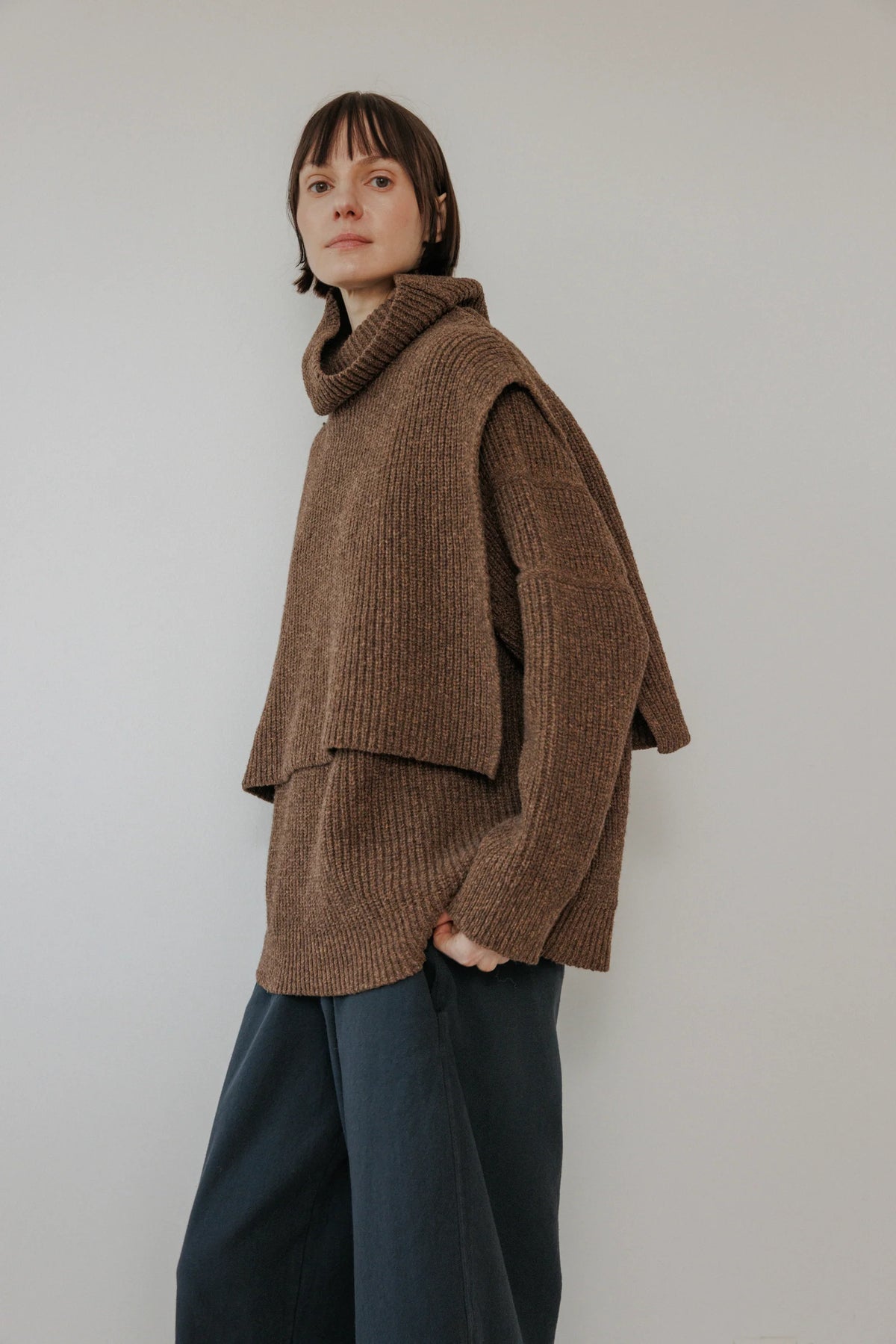 Rib Poncho | Umber