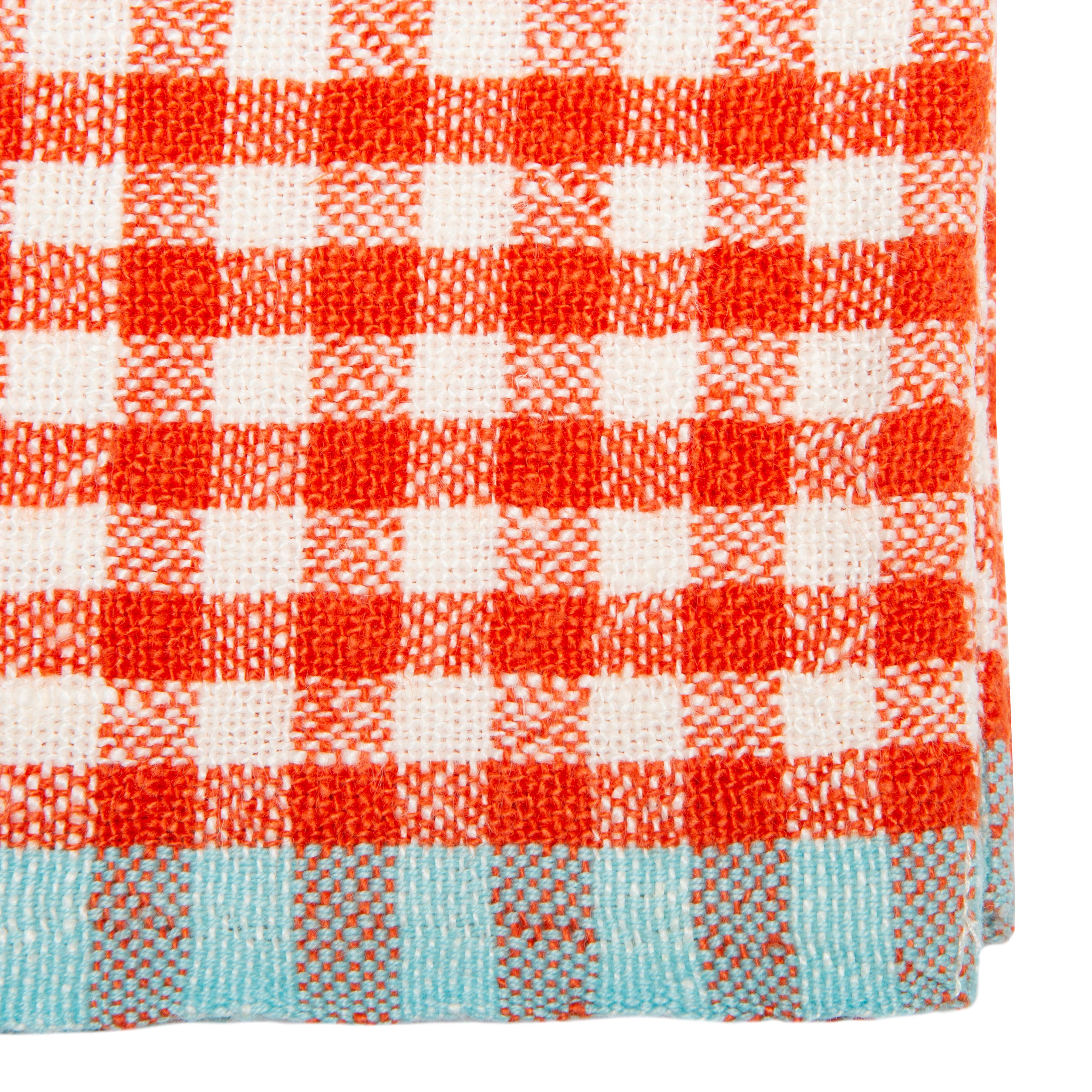 Two-Tone Gingham Orange/Aqua Napkins 20x20 - Set of 4