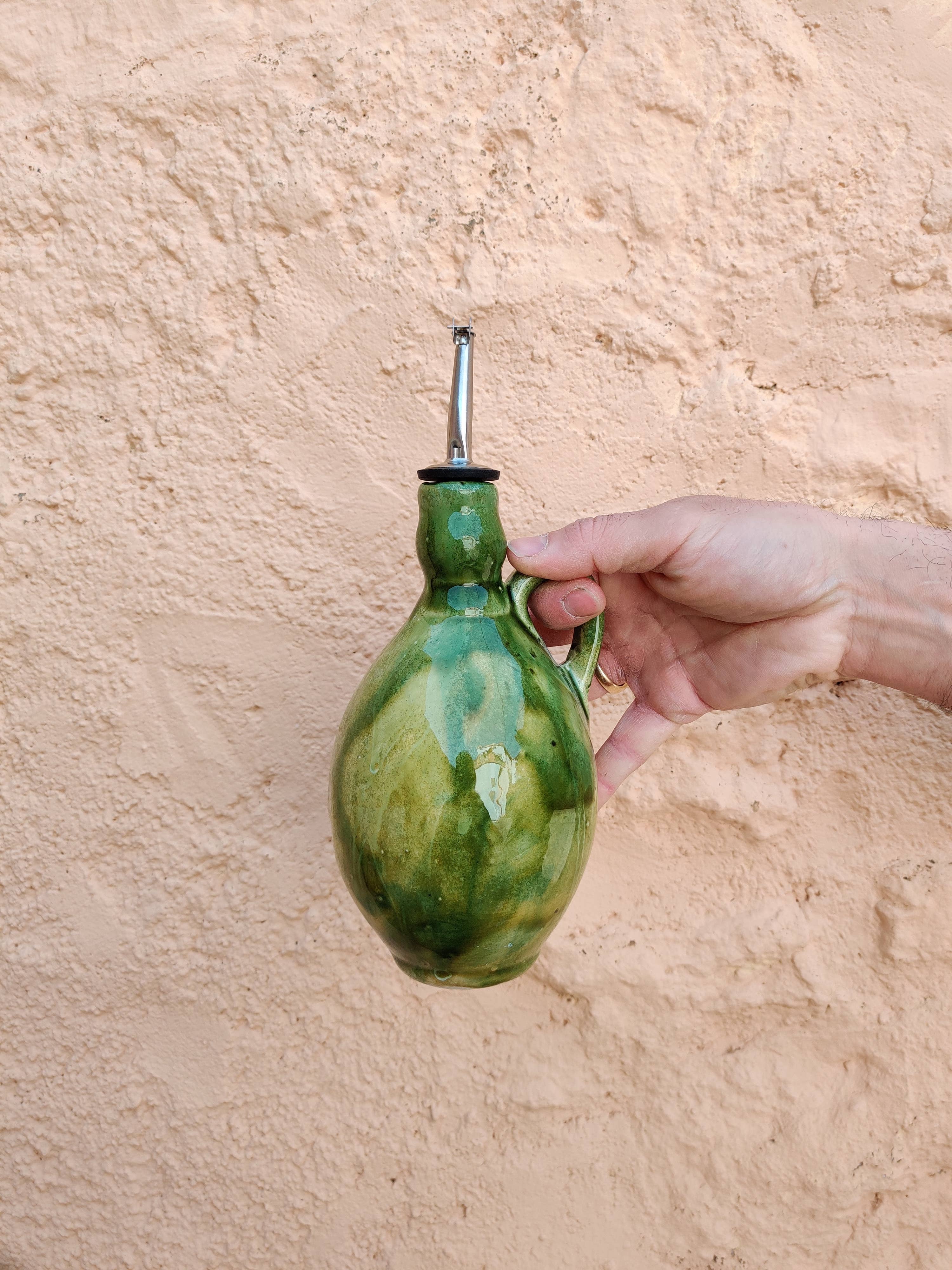 Ceramic olive or vinegar bottle handmade in Spain -