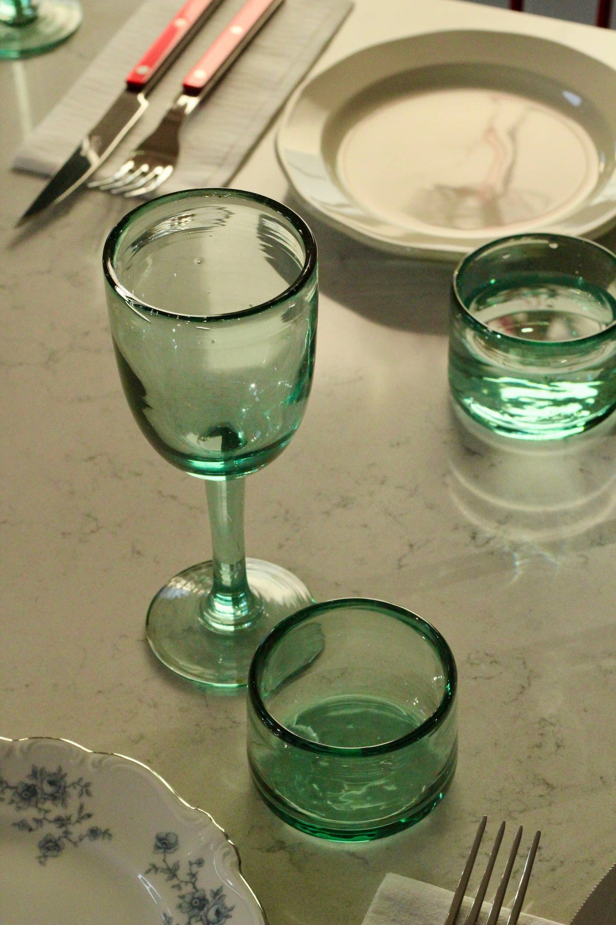 Short Tumbler - Handblown, Recycled Glass S/4