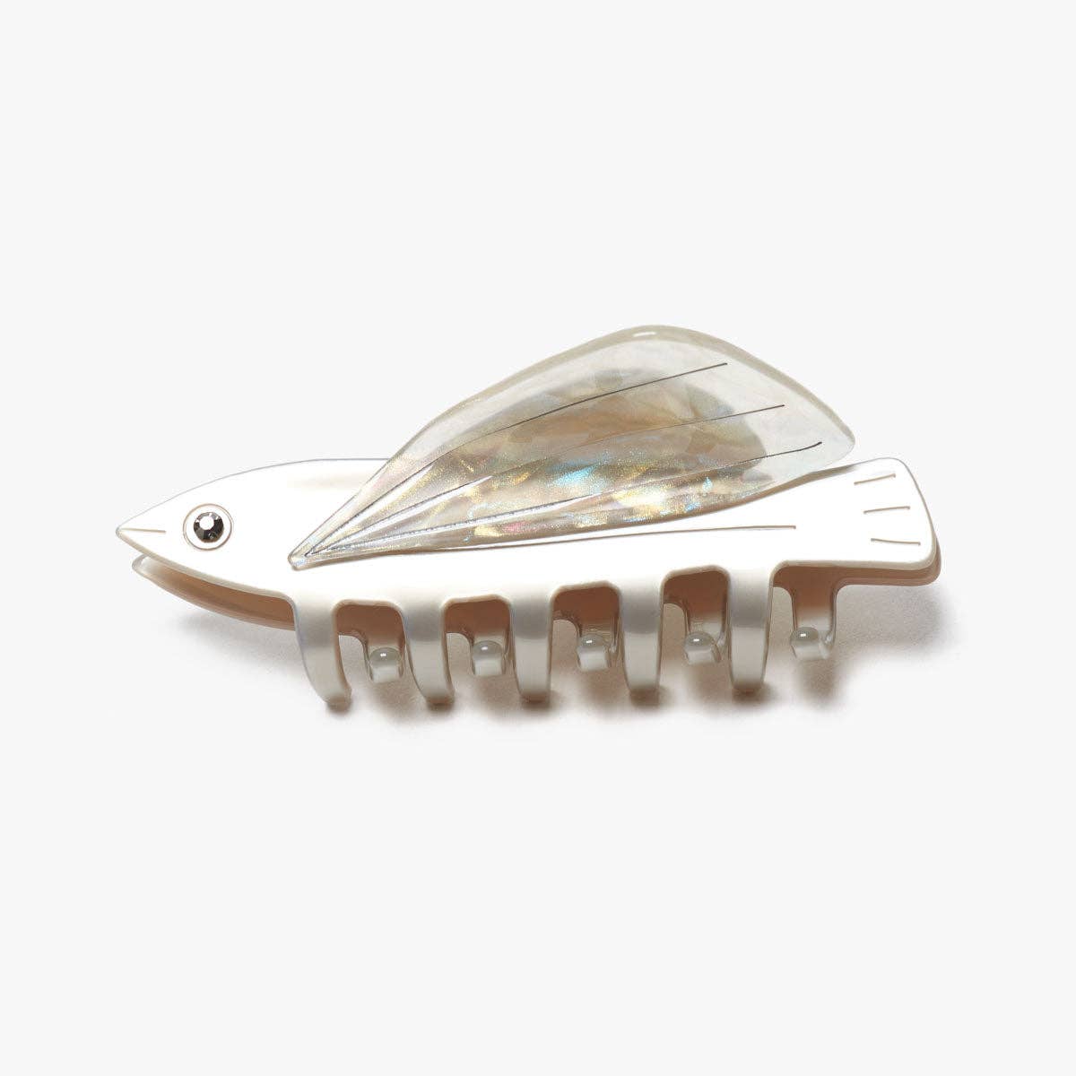 Flying Fish Silver Acetate  Hair Claw Clip with Rhinestone