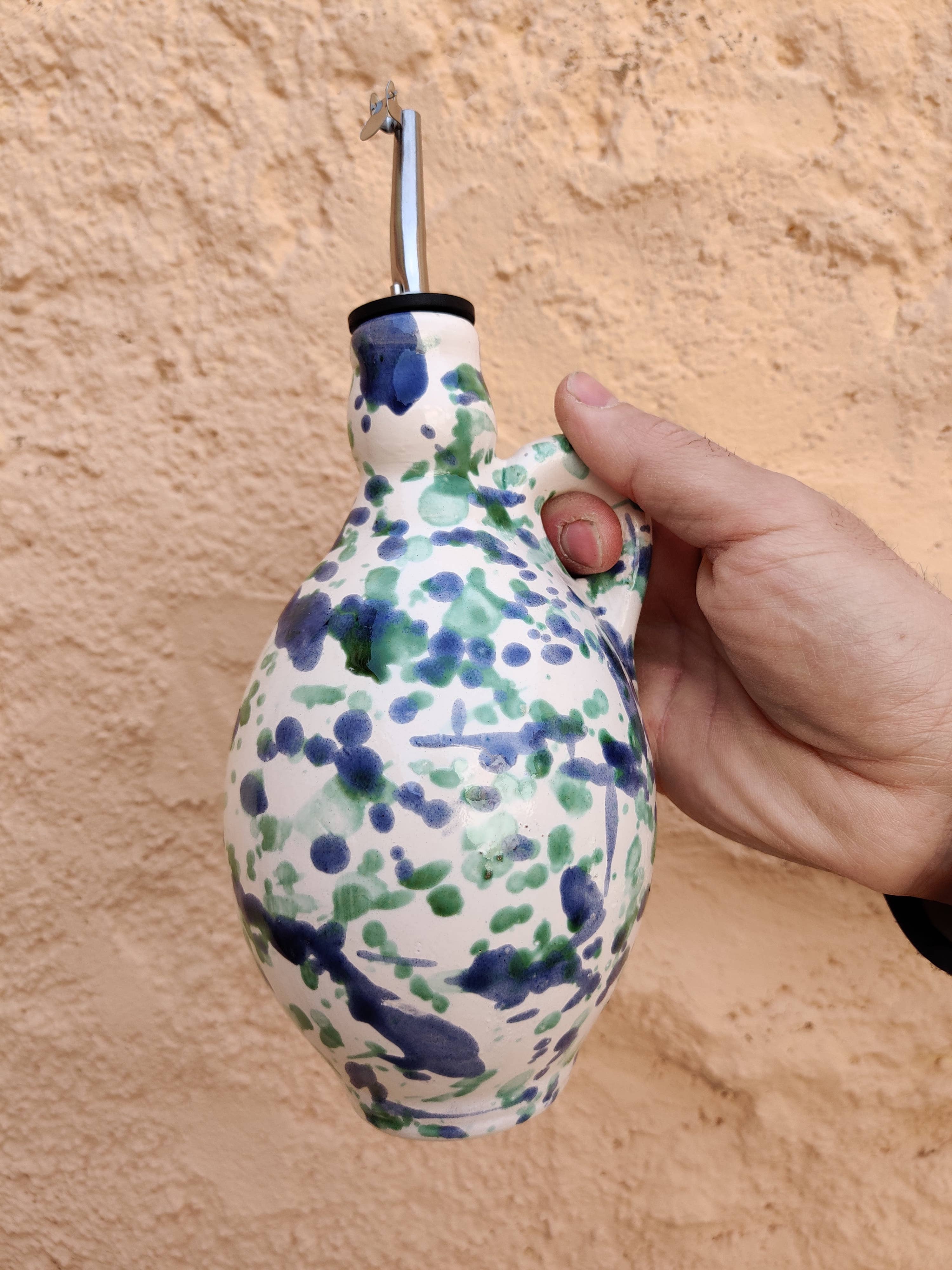 Ceramic olive or vinegar bottle handmade in Spain -