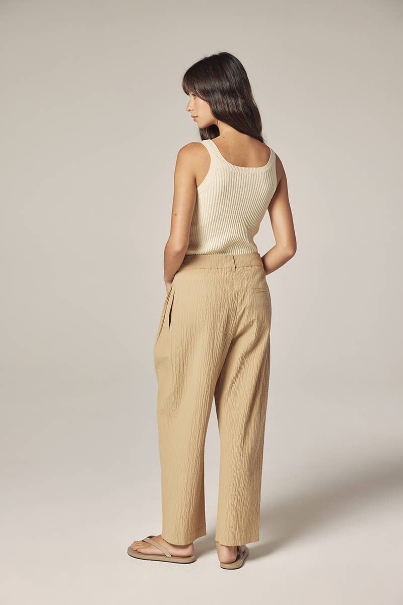 Cotton linen blend rib cami