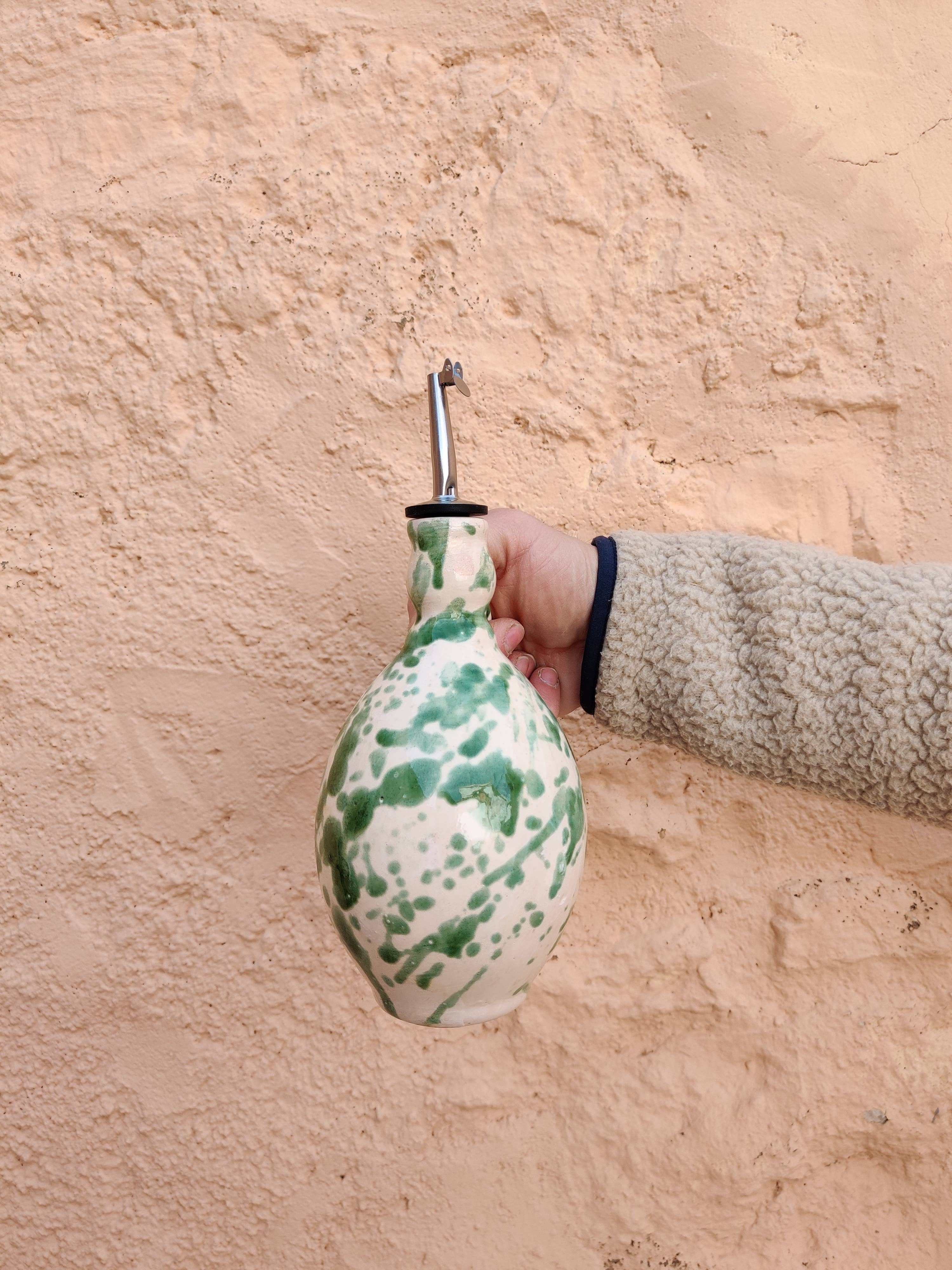 Ceramic olive or vinegar bottle handmade in Spain -