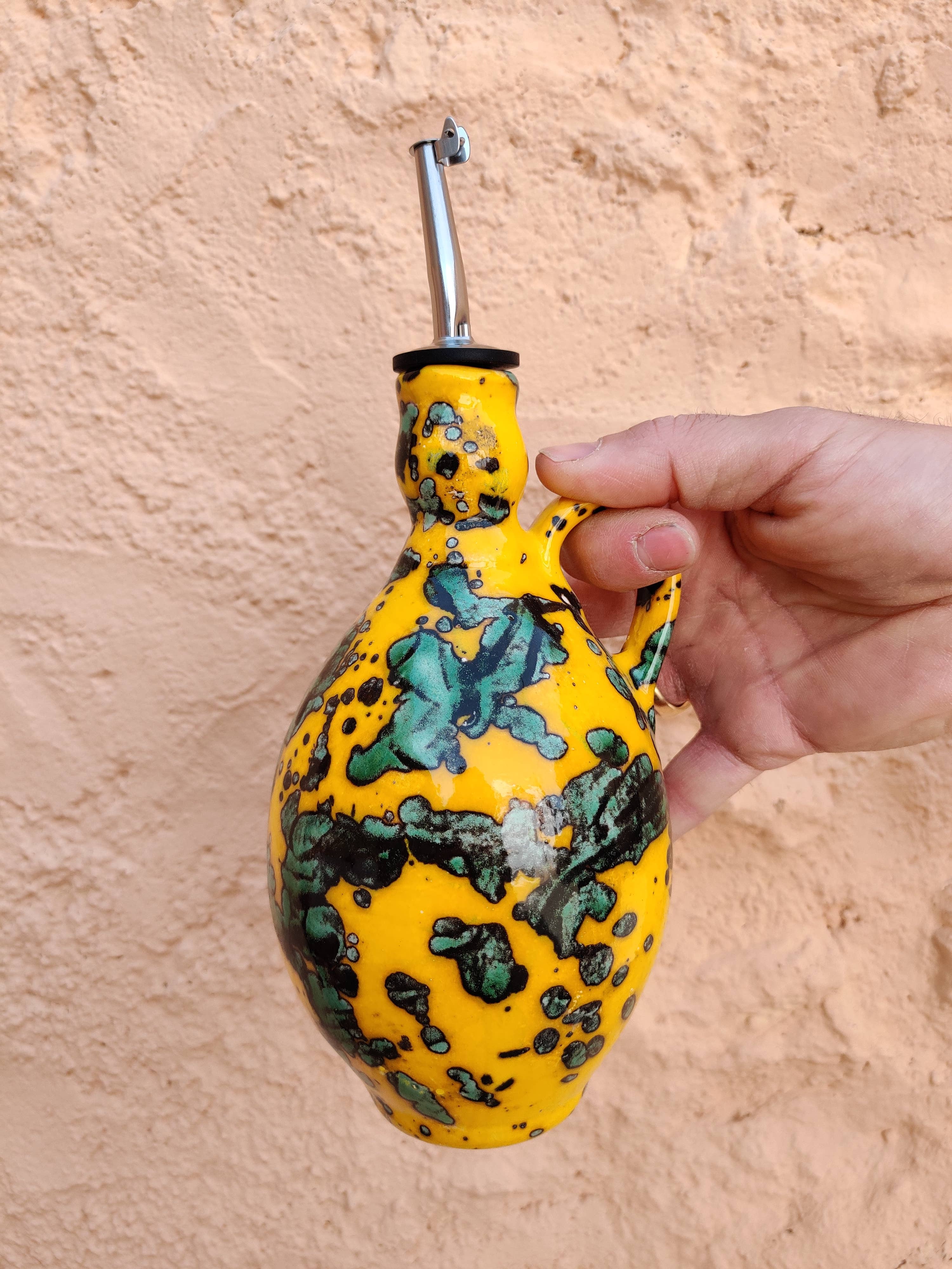 Ceramic olive or vinegar bottle handmade in Spain -