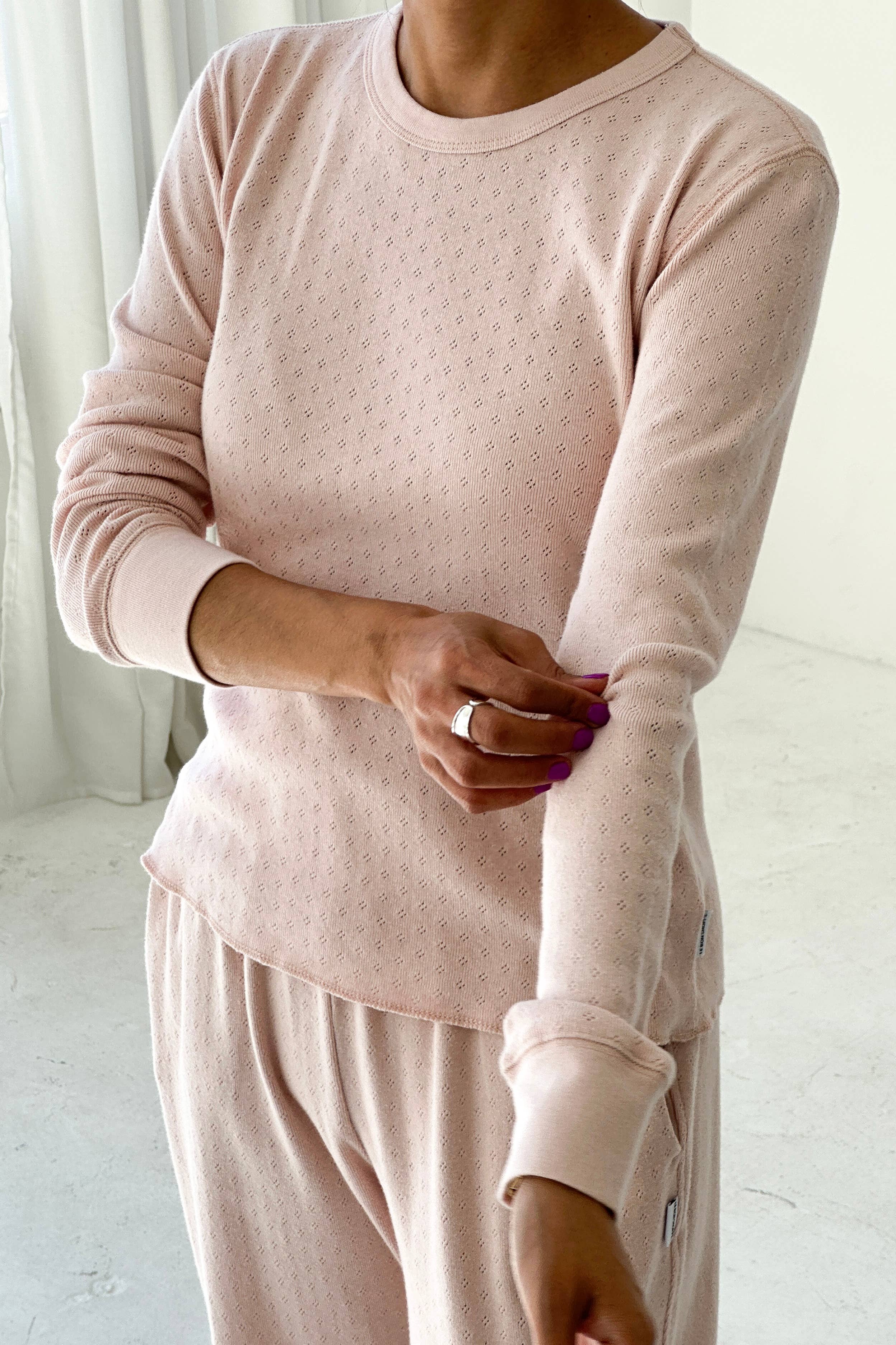 Pointelle Fundamental Tee (2S-2M-1L): Baby Pink