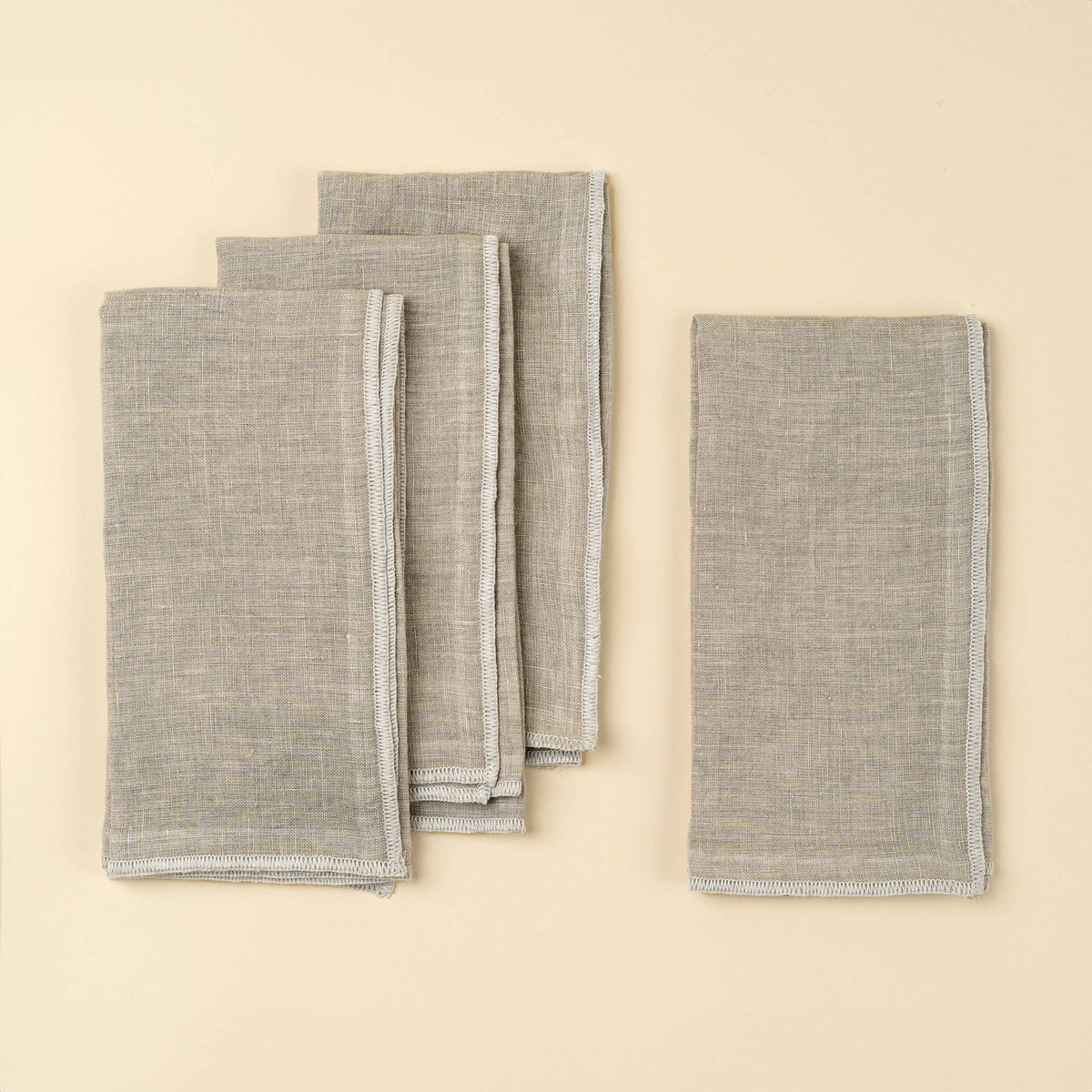 Stonewashed Linen Napkins S/4, Light Grey