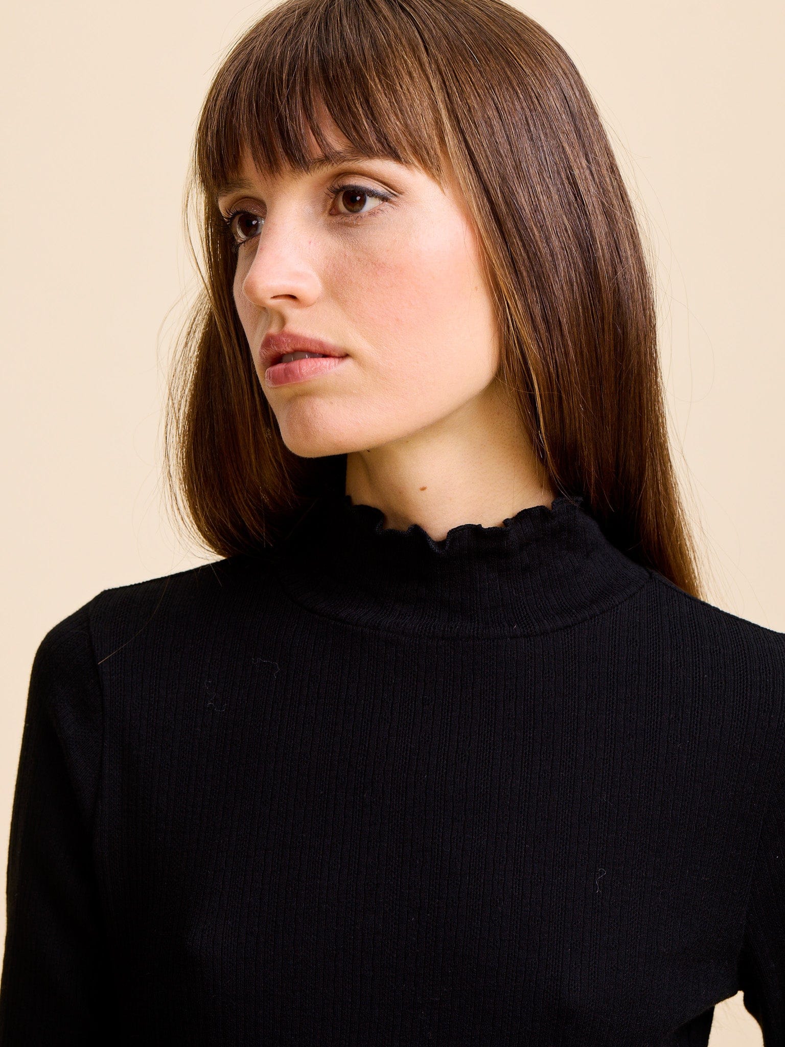 Carmela Pointelle Turtleneck in Black