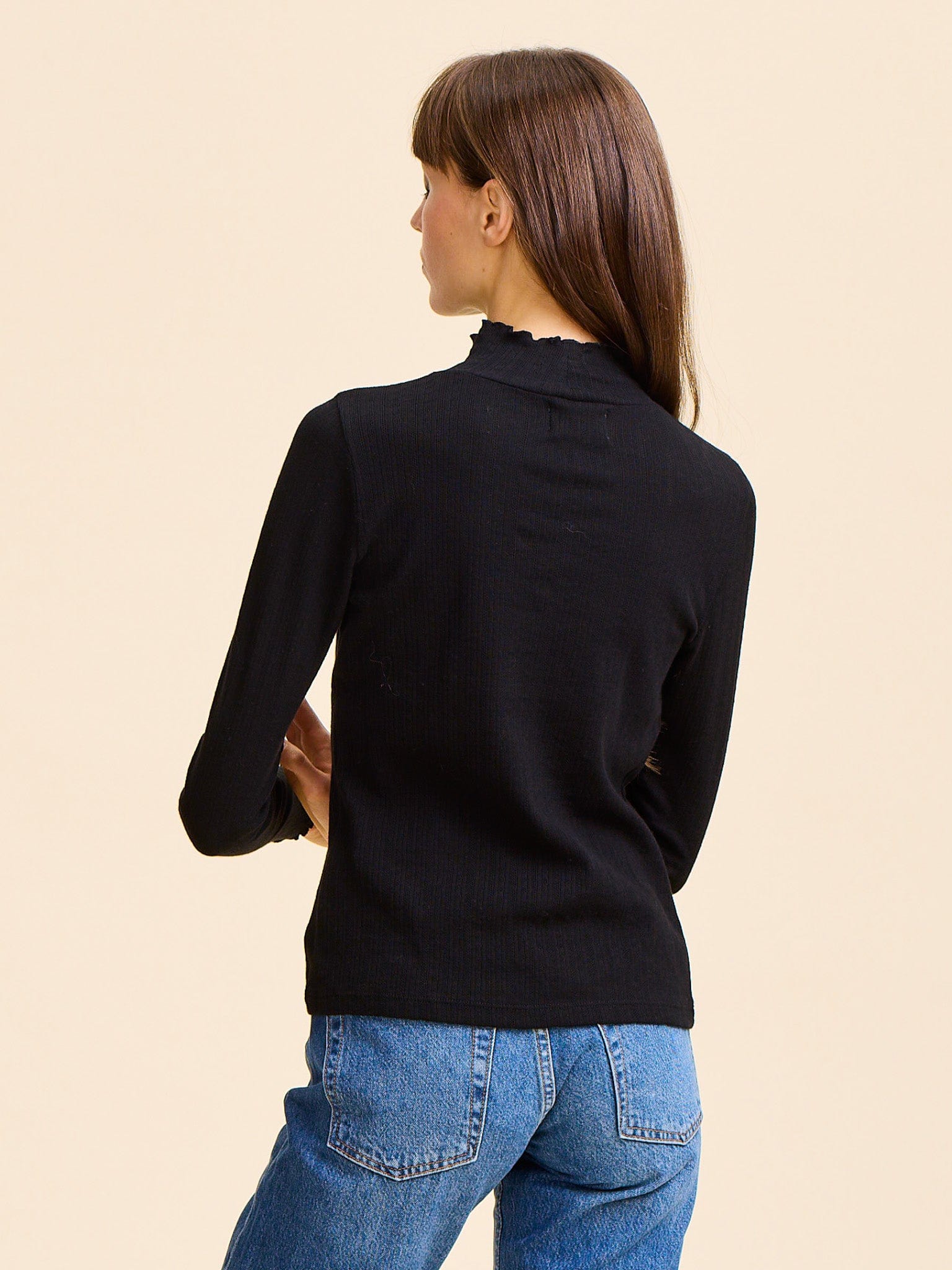 Carmela Pointelle Turtleneck in Black