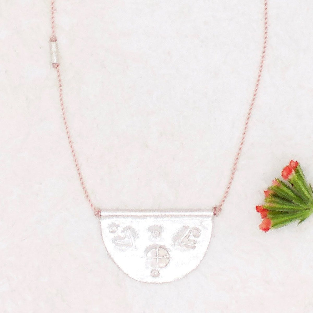 Sterling Silver Large Halfmoon Talisman Necklace